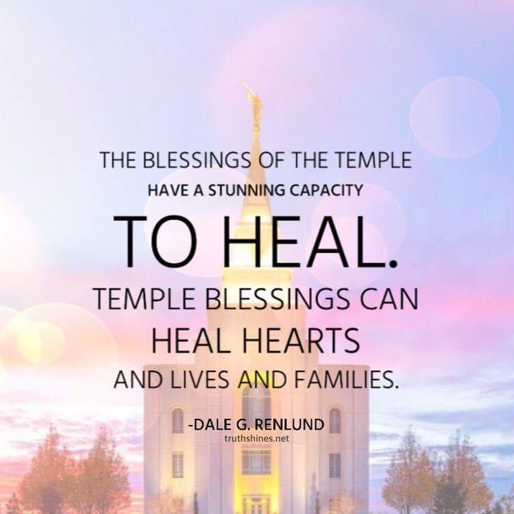 “The blessings of the temple have a stunning capacity to heal.  Temple blessings can heal hearts and lives and families.” ~ Elder Dale G. Renlund

#LDSTemples #LoveOneAnother #ChildrenOfGod #EternalLife #ShareGoodness #FamiliesCanBeForever #TheChurchOfJesusChristOfLatterDaySaints