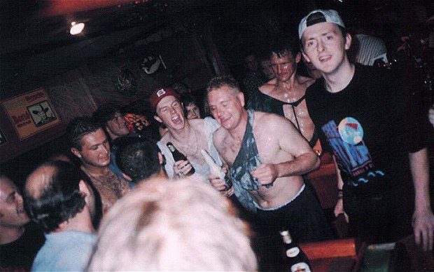 England players go out for a quiet one, 1996.