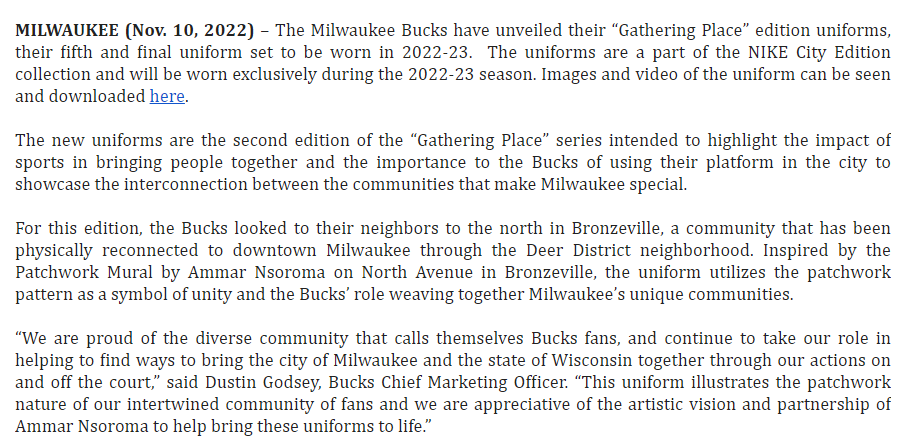 Milwaukee Bucks unveil new 'Gathering Place' uniforms for 2022-23 season 