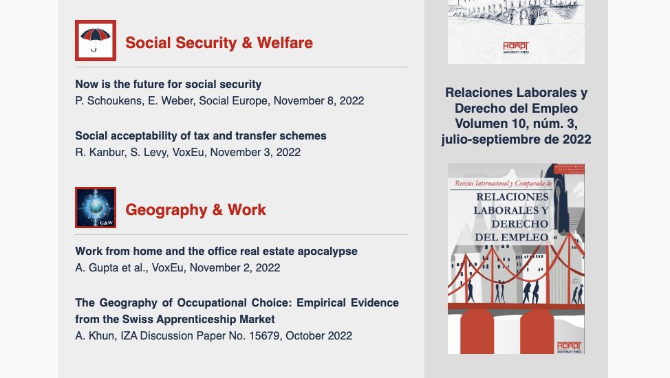 🆕 #ADAPTInternational Bulletin
🖱️Click below to read the Issue No. 19/2022 ⤵️
mailchi.mp/adaptinternati…

In this Issue: #minimumwages #labourprotests #industrialrelations #AlgorithmicManagement #TVET #OSH #skillshortages #disabilityrights #JustTransition #SocialSecurity #WFH