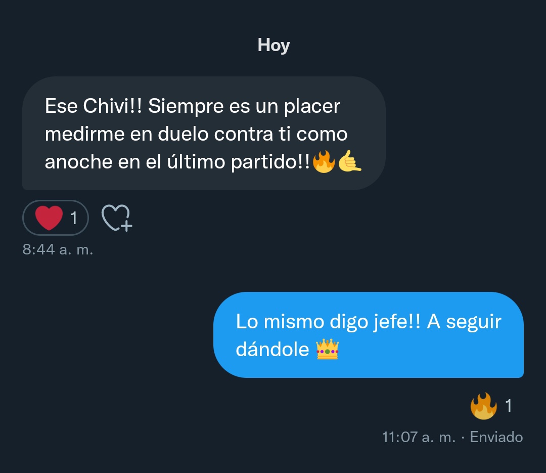 Puede que parezca una tontería, pero cosas así alegran a uno en el mundo de clubes pro, que la gente se quiera medir contra tí de una manera sana y tú contra ellos es maravilloso, no todo es toxicidad, muchas gracias por las palabras. 💙9️⃣9️⃣