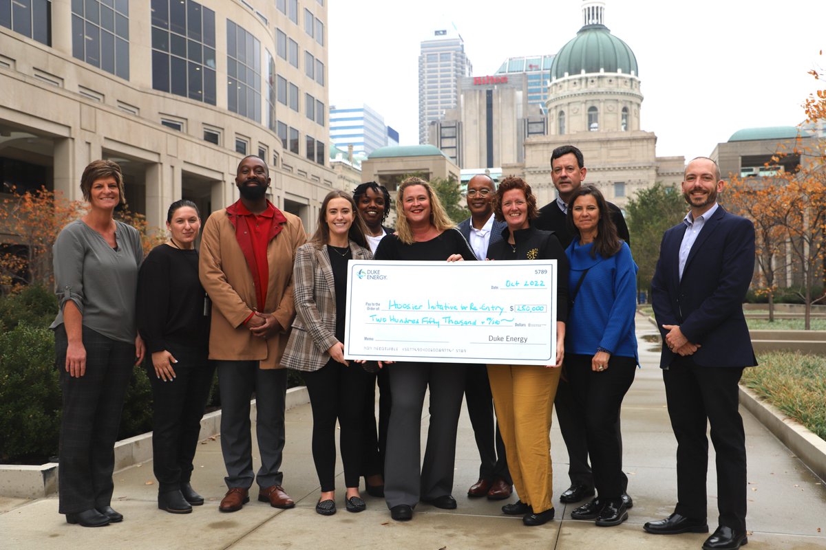 A $250,000 grant from the Duke Energy Foundation will help further the work of the Hoosier Initiative for Re-Entry program (HIRE) through educational opportunities for formerly incarcerated citizens and businesses, alleviating barriers to successful employment.