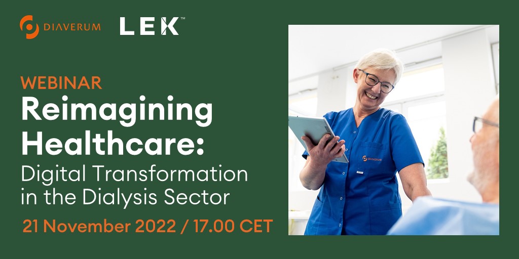 Join Diaverum CEO @moulavasilis and @LEK_Consulting Partner Klaus Boehncke on 21/10/22 at 17.00 CET to discover how we are using #digital to transform #renalcare.
bit.ly/3TjBusk
#personalisedcare #lifeenhancingrenalcare