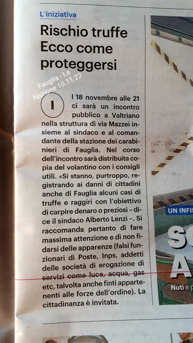 alberto_lenzi's tweet photo. Il 18 novembre ore 21 a Valtriano nella struttura di via mazzei iniziativa #Comune - #Carabinieri sul tema "pericolo #truffe" https://t.co/eelrC8k7Qp