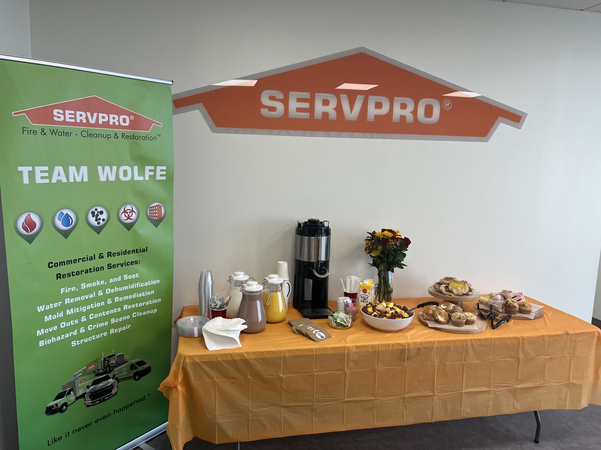 servpro_st's tweet photo. We are all set up and ready for attendees for our 2 part Illinois CE Classes with presenter Todd Davis! We love offering these classes to our St. Missouri &amp; Illinois insurance agents. https://t.co/7TDQXrOXO1