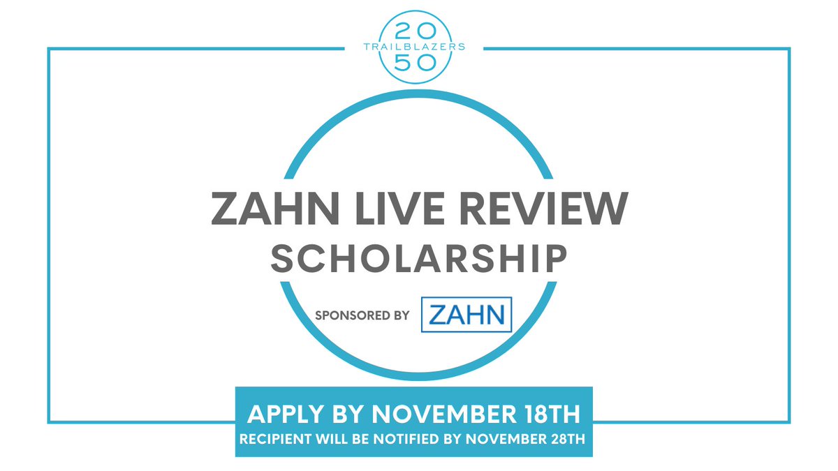 We're proud to team up once again with Zahn Associates, Inc to support individuals with a desire to promote #DEI in #FinServ through a merit-based scholarship to cover the cost of one Live Review Class for the Spring 2023 exam cycle. ⠀

Apply at: 2050trailblazers.com/newsworthy/zah…