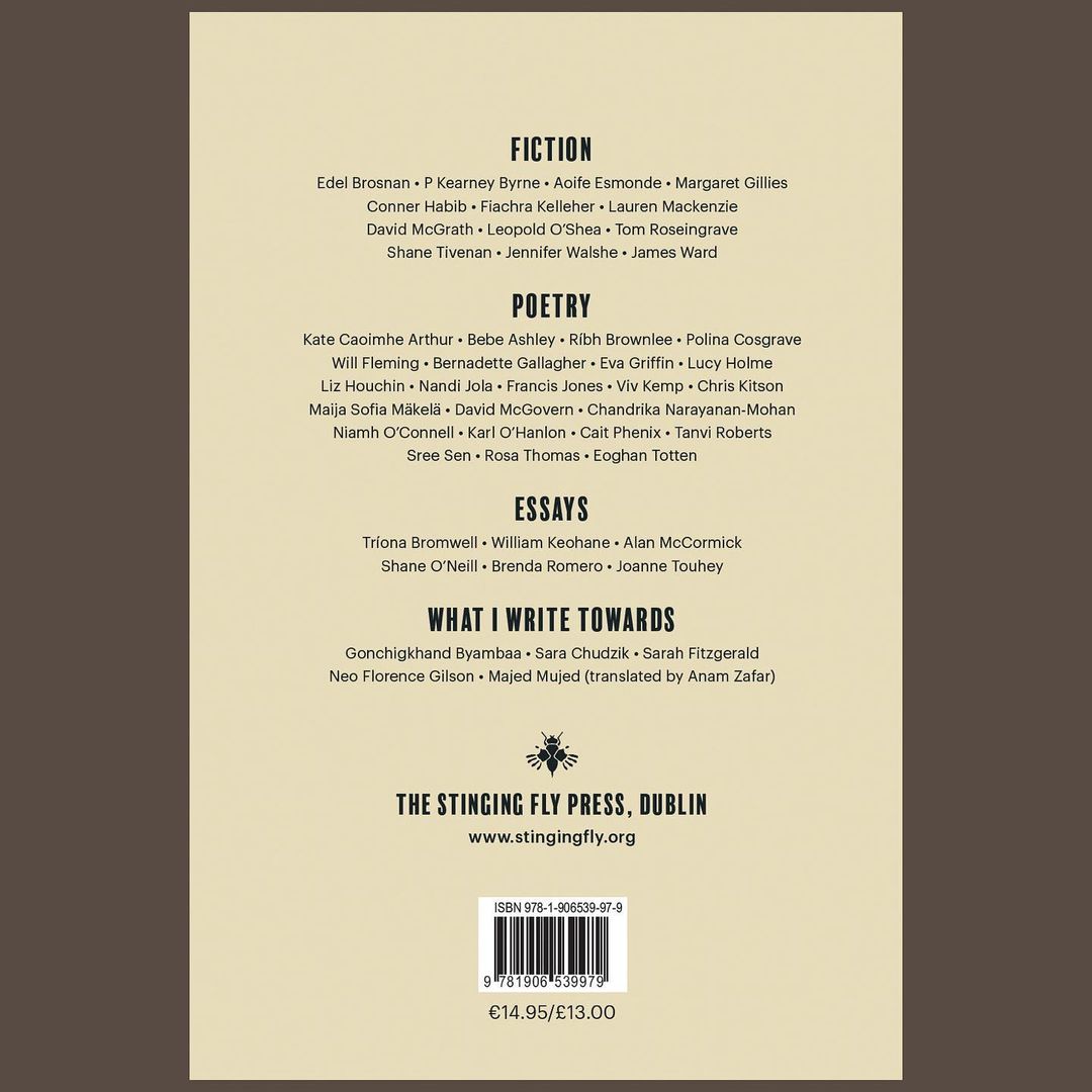 SkeinPress's tweet photo. This snazzy All New Writers issue of @stingingfly includes a special section featuring the #PlayItForward fellows reflecting on what they write towards, the spark that glows at the heart of their work. We can't wait to read it! Officially launching on Nov 24th @Hensteethstore🐔🦷 https://t.co/qYaZXUzayl