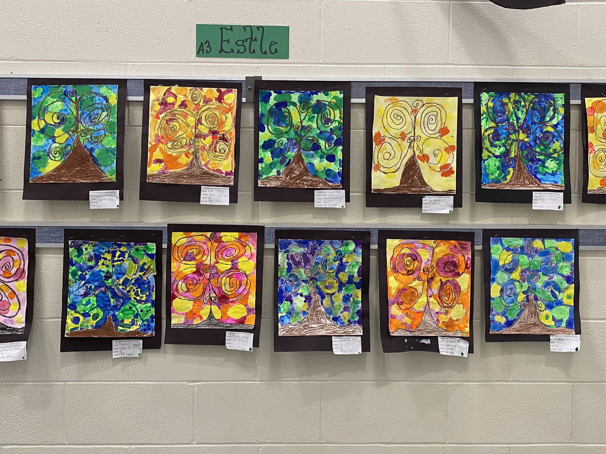 Wonderful artwork lining Five Points main hallway. Amazing artistic talent blossoms in our elementary arts program <a href="/Boro_FivePoints/">Alisha Jung</a>