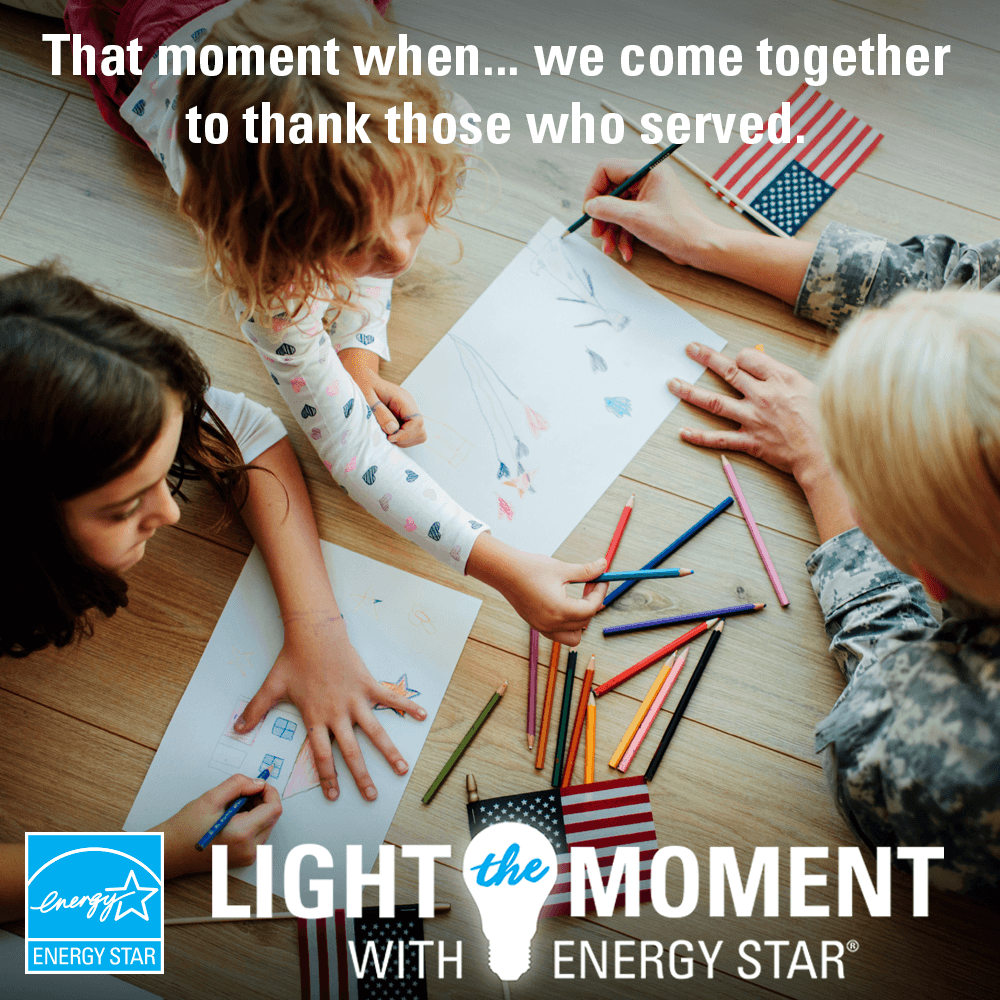 ENERGYSTAR's tweet photo. This Veterans Day, ENERGY STAR would like to thank all those who have served our country and ensured a bright future for the generations to come. #LightTheMoment https://t.co/hUOEdUV8QS