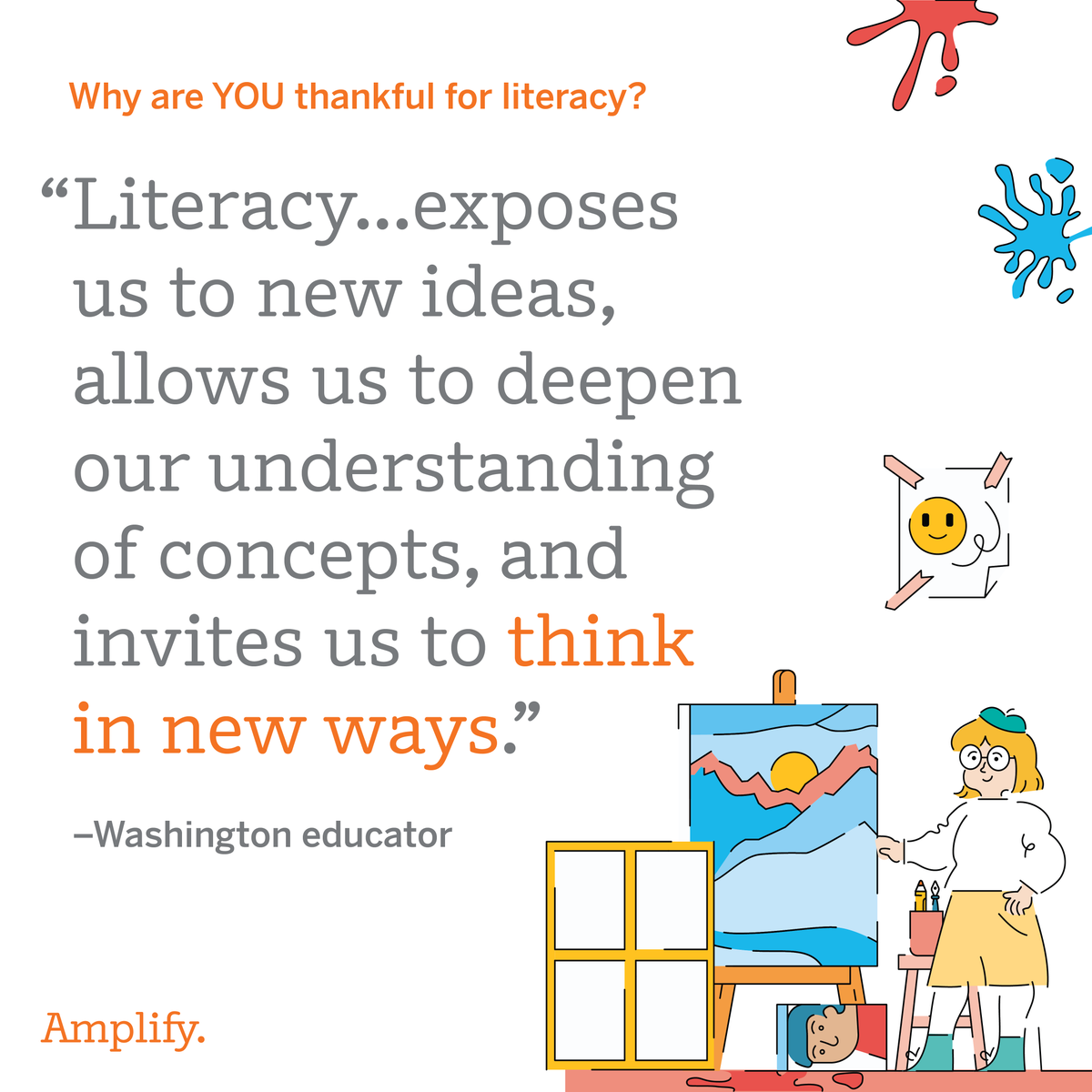 Amplify's tweet photo. π We asked, and you responded!
Here are a few answers to why you're thankful for literacy!
β¨ Share your story and receive a free Thankful for Literacy poster - https://t.co/kjVFKdK3fo
#ClassroomResource #EarlyEd #TeacherResource https://t.co/39gccMcFPJ