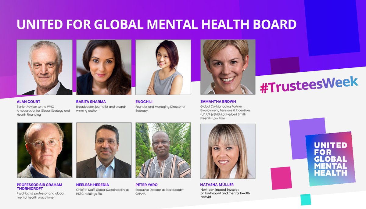 UnitedGMH's tweet image. We are overseen by two groups of trustees who bring a range of expertise from around the world by supporting our work and ensuring we are making progress against our goals for better #mentalhealth for all.

We would like to thank them for all their efforts 

#TrusteesWeek2022
