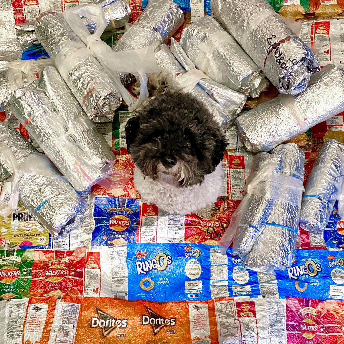 hotchocmob's tweet photo. Huge thanks to @PacketProject for this wonderful donation of waterproof liners they make from crisp packets for the homeless! It's SO wet on the streets now and these will be very much appreciated! https://t.co/AKXquKEikn