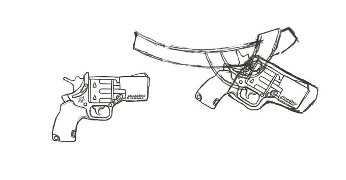 @haizonosido 実はライフルではなくこんな感じで取り回しが良い護身用の拳銃タイプとなります…!(●'ω`●)ノマグナム弾のような威力な高い魔法弾を発射可能で反動は魔法刻印である程度軽減できるというイメージです…! 