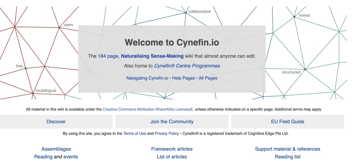 Holy smokes what a resource this open @TheCynefinCo wiki is! I came for complex #facilitation but there's so much more h/t @snowded cynefin.io/wiki/Main_Page #KMWorld