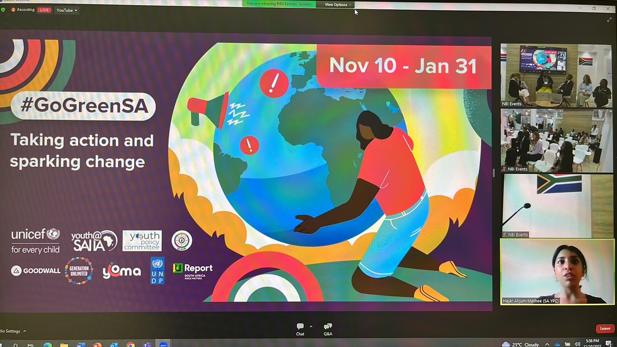 tobyfricker's tweet photo. Awesome #SouthAfrica youth leading #ClimateAction talking at #COP27 youth event.
Join the movement #GoGreenSA @Youth_SAIIA @UNICEF_SA https://t.co/Kvw3OBW56l