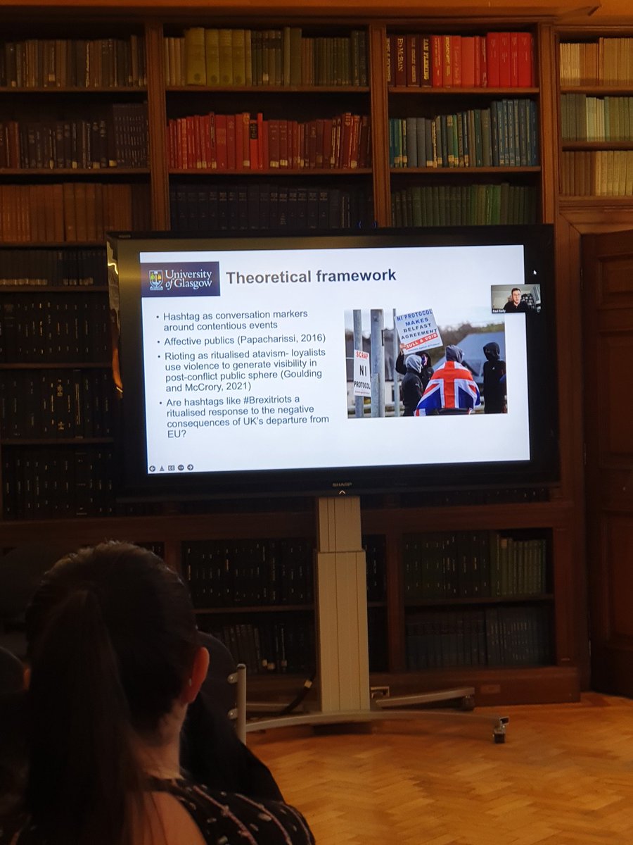 psampg's tweet photo. @PaulJReilly joins us online to discuss his work on #Brexitriots as a ritualised response to the April 2021 riots in NI #psampg2022 https://t.co/Mk4lvxs1mD