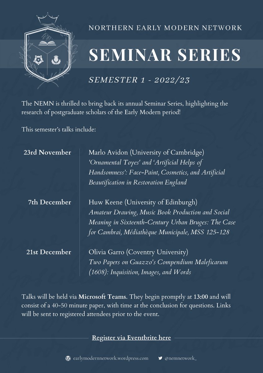 The team at NEMN are delighted to reveal the details of our Seminar Series! We have three fantastic talks lined up between now and Christmas. All our talks take place online and are FREE to attend! Make sure to sign up using the link below: eventbrite.co.uk/e/nemn-seminar…