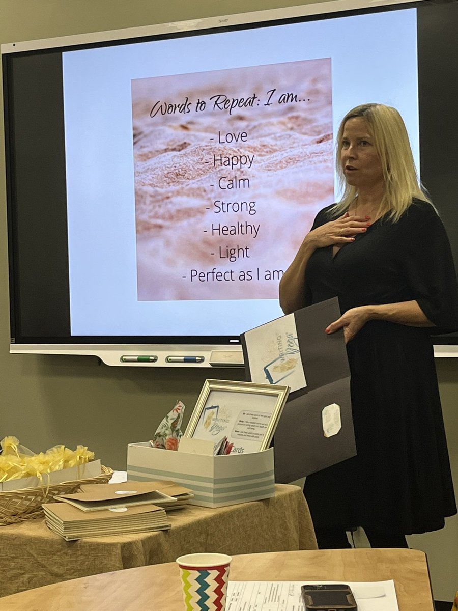 GinaFaust's tweet photo. Thank you Stefanie for teaching our team how to give ourselves the gift of sit, write, move @WritingYogaEd https://t.co/EozEDQdY7H