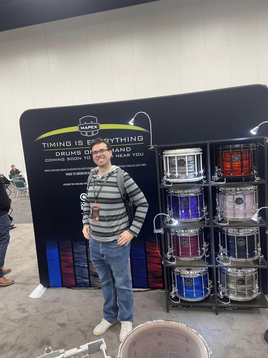 Come visit our booth at PASIC 2022 and check out some of the finishes we have on display that are part of the new Drums on Demand program! Eric Carr/EMC Productions has already stopped by this morning! #mapexmarching #pasic2022 <a href="/PercussiveArts/">percussivearts</a>