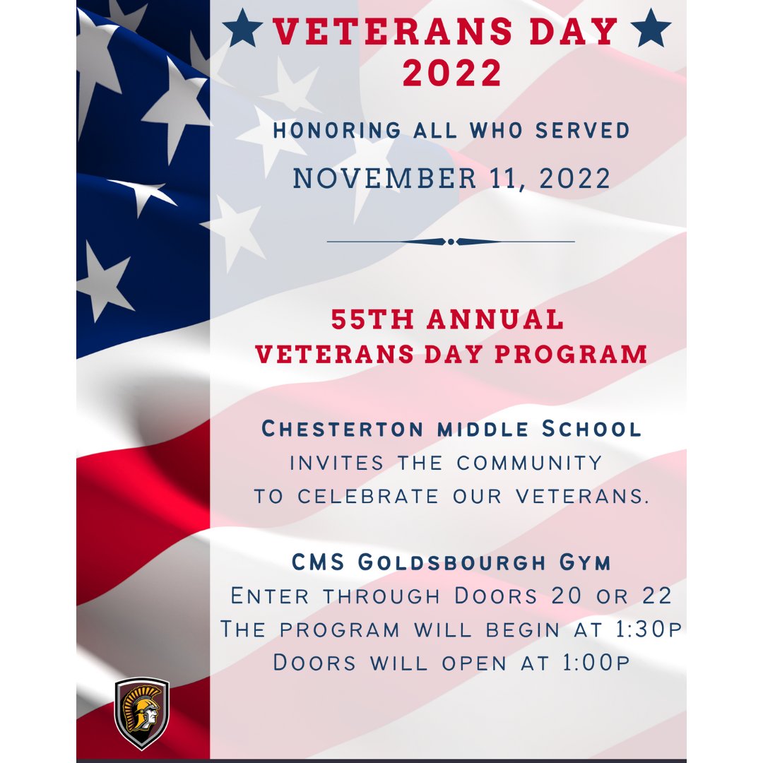 CMS_Trojans's tweet photo. Join us on Friday, November 11th for our 55th Annual Veterans Day Program. https://t.co/ehYSSpev2z