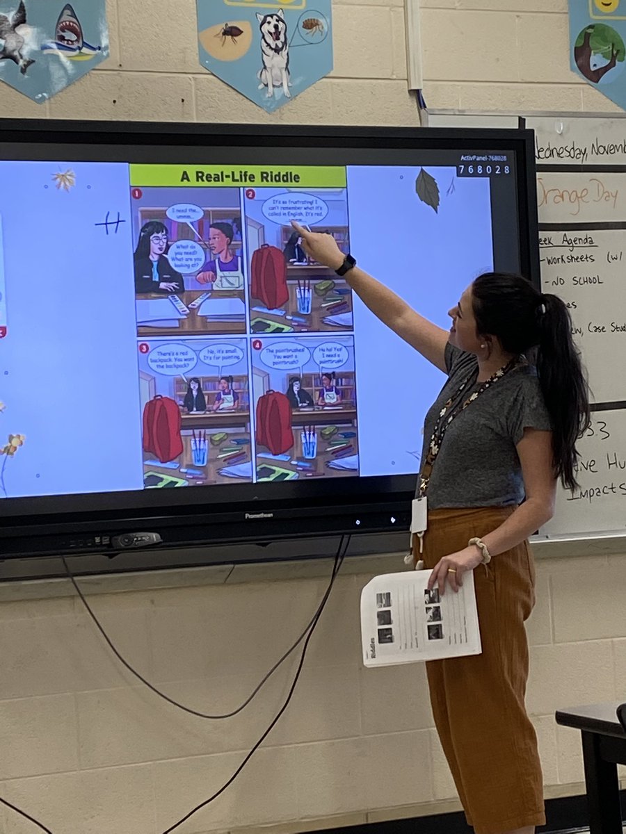 WolfeELL's tweet photo. Ms. Gallagher at Northwest led her newcomer students in a choral reading of the text. A great strategy for newcomers! @KCS_ELL @NMS_Rangers https://t.co/0LWN8qOuno