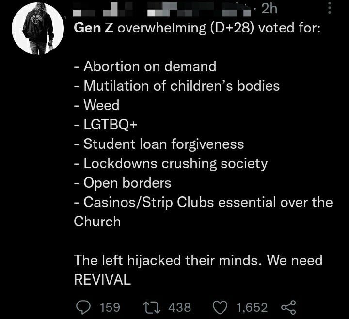RightWingCope's tweet image. Keep voting, Gen Z!