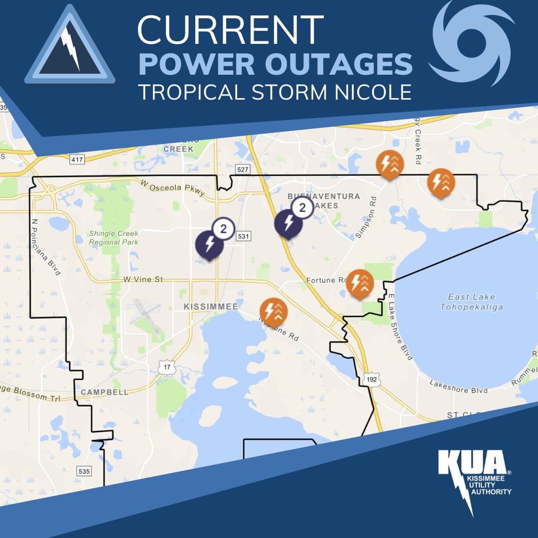 10:45 AM [1/2] We currently have 1,986 customers without power. Our crews are working 24/7 to assess damage safely and restore power. Crews restore power by first repairing public safety and generation facilities, then transmission lines, substations, and main distribution lines.