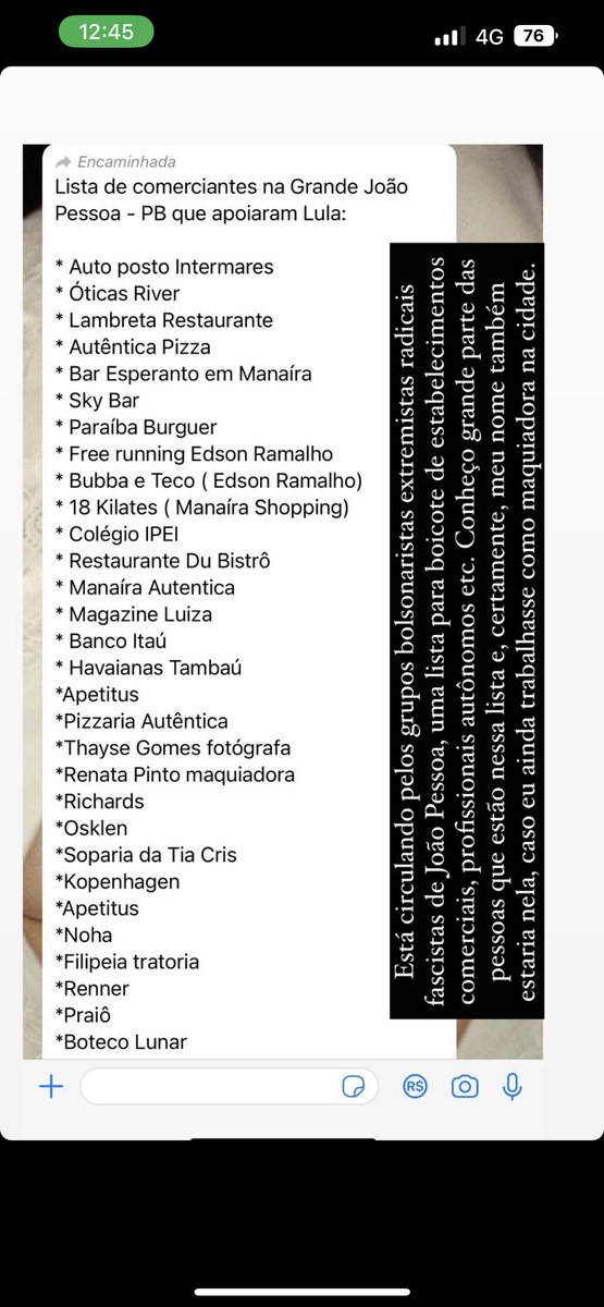 fabyfalcao's tweet photo. Os minions montaram uma lista de boicote aos estabelecimentos que votaram em lula. 
Por favor vamos frenquentar esses lugares ou contratarmos os profissionais citados. https://t.co/1nJQrNegbL