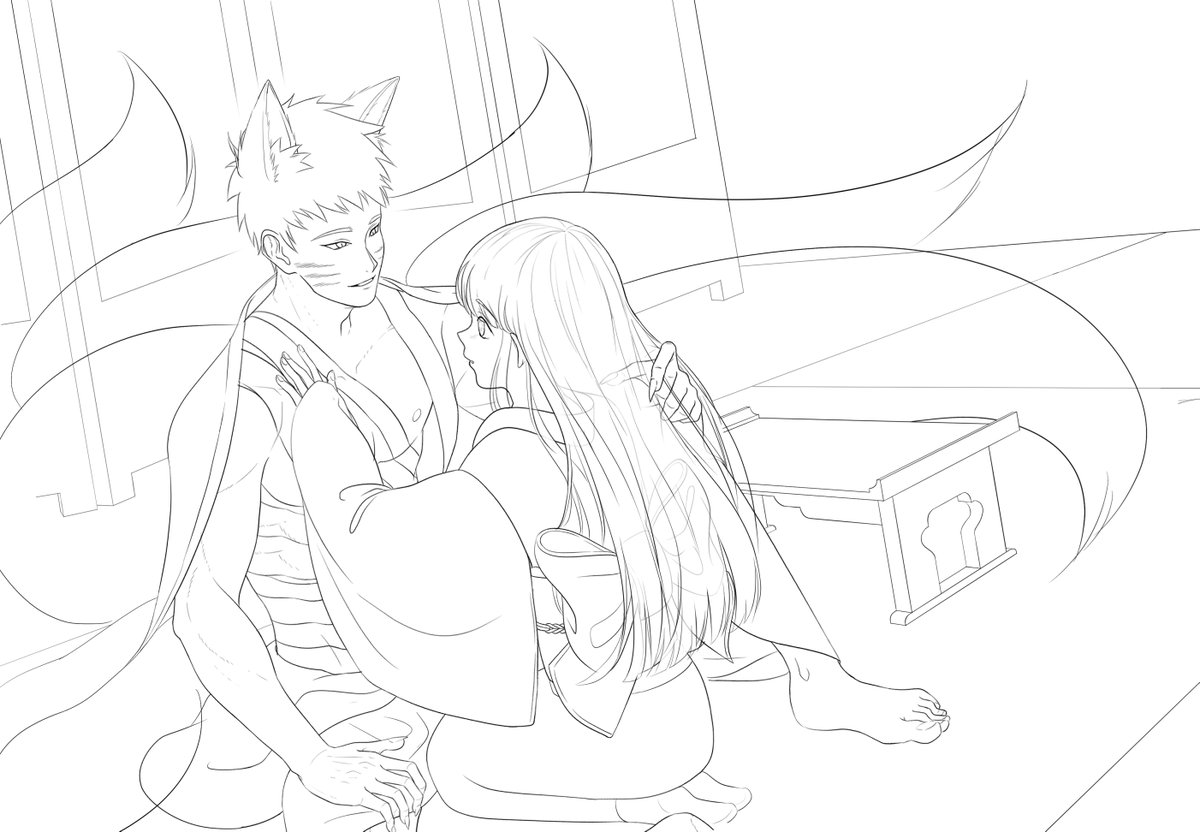 "I would like you to see the real me..." 🦊
#NaruHina #ナルヒナ #lineart