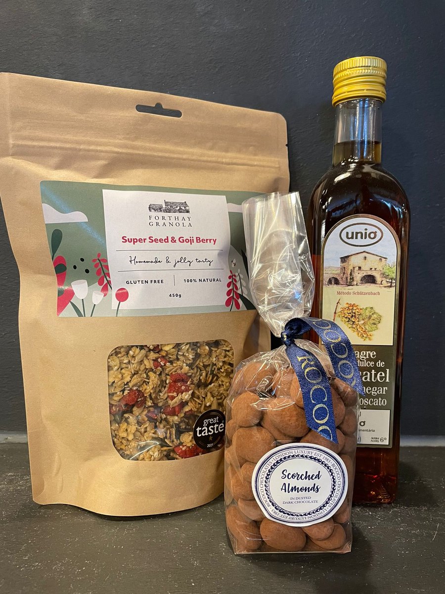 3 F A V E S
By Tia!!
@forthaygranola  super seed and goji berry granola – made in the Cotswold Hills
@rococo scorched almonds – almonds in thick thick chocolate
Unio muscatel Moscatel vinegar – adds a fabulous flavour to dressings

 All on <a href="/GoodSixty/">Good Sixty</a> for Bristol delivery