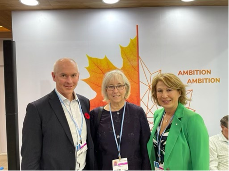 ChiefSciCan's tweet photo. Great bilat this morning with Dr. Sally Benson, @WHOSTP Deputy Director for Energy. Really looking forward to our panel discussion on Science Advice for a Successful Energy Transition this evening at #COP27 @canada_pavilion. https://t.co/e96o70EJaO