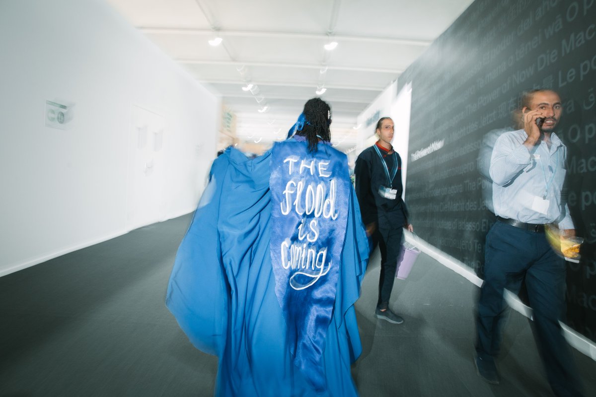 Greenpeace's tweet photo. 🔴 Who are these women in blue? 🧐
They have visited us at #COP27 this afternoon. 
 
What is their message?
🗣️#FloodTheCOP27 is coming… 🌊 https://t.co/mJYkVl4QHb