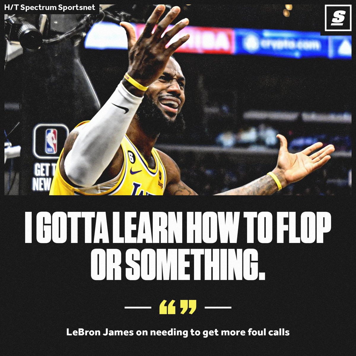 theScore's tweet photo. LeBron James has famously never flopped. 😅 https://t.co/P9wNNIT4Yu
