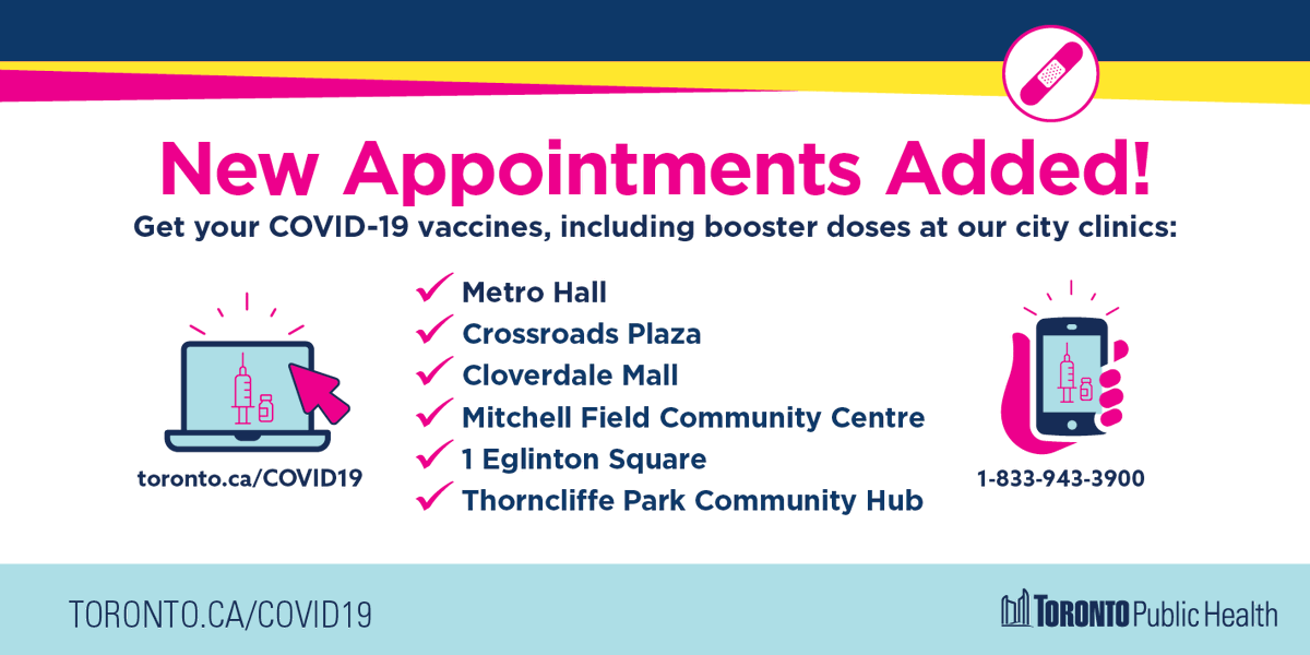TOPublicHealth's tweet photo. NEW: We've added 16k+ #COVID19 vaccine appts for residents 6 months+. Come get your next eligible dose, incl. 🍂boosters: https://t.co/y3cF6wqaf7.

We've also added 13k+ flu &amp; other vaccination appts:
✔Monkeypox
✔Meningococcal
✔HPV
✔Hep B 
Book at https://t.co/T5uTUGeNUT https://t.co/0r91I9djbu