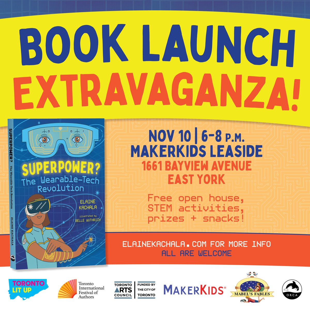MKLeaside's tweet photo. Join Author Elaine Kachala MakerKids Leaside tonight for a FREE EVENT!
Open house, activities, book signing, snacks and prizes 6:00-8:00 PM
 @festofauthors @torontoartscouncil @TorontoArts #TorontoLitUp #TorontoAuthor #Toronto #Leaside #STEAM #STEM #BookSigning #Toronto #Leaside https://t.co/TB52inaHYB
