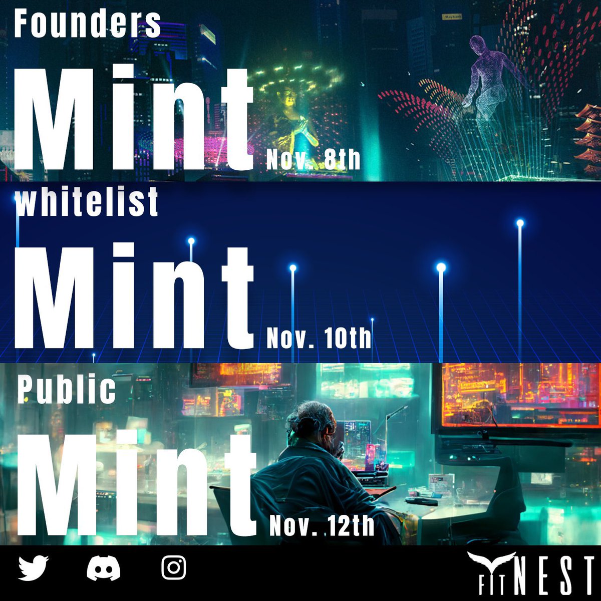 Whitelist mint has activated! 1,232 NFTs remain all together. Thank you to partners and founders for starting us off! 👏🏼

Mint Link Here: mint.fitnestofficial.com
48 hours remain for whitelisted members. 
#NFTdrops #nftcommunity #nftart #NFTMint