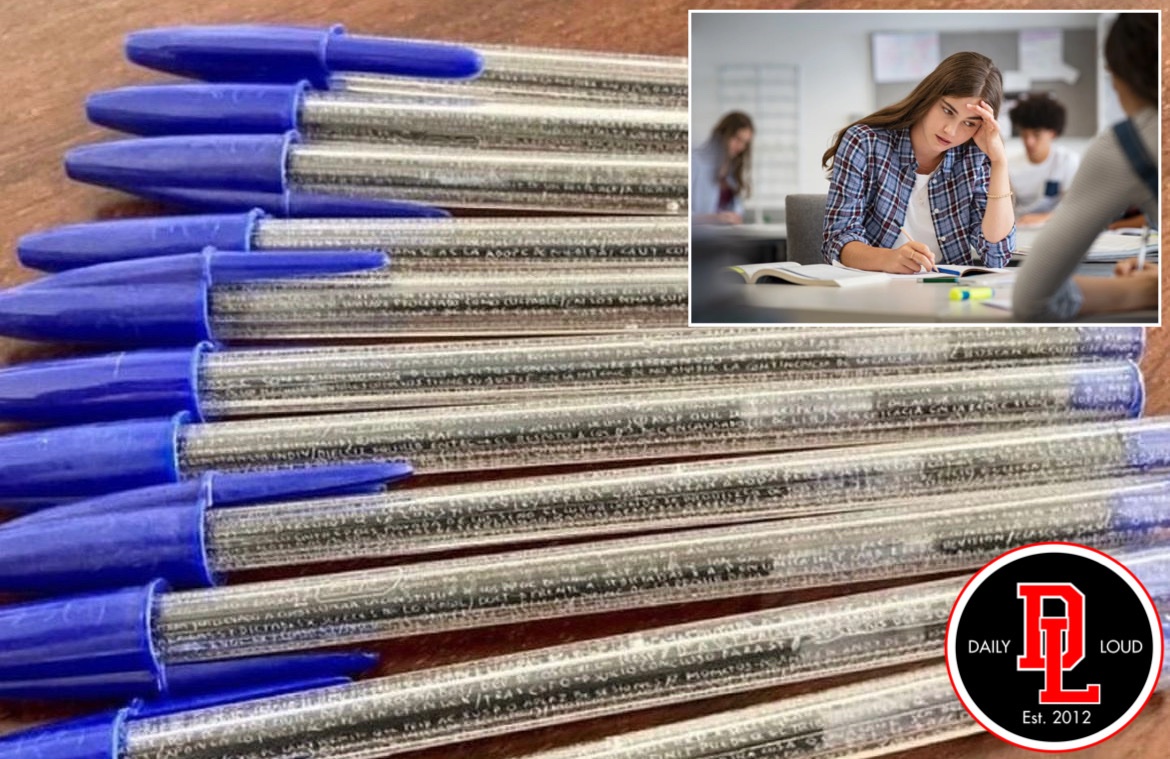 A student carved answers to multiple tests in her pens but was later caught‼️🤯