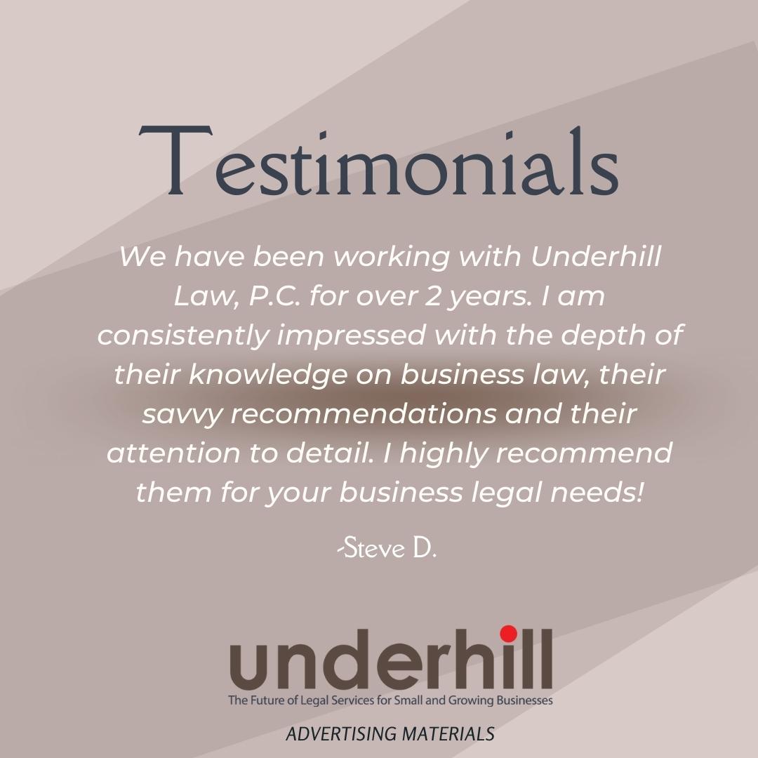 UnderhillLawPC's tweet photo. We appreciate the warm review! Give us a call today to see how we can best serve the legal needs of your team. (303) 721-7112 https://t.co/Y4DvL7KvqG