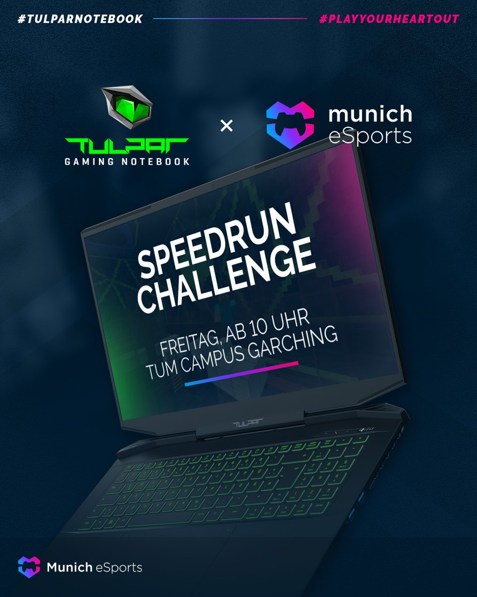 🏃Speedrunner gesucht!🏃

Wer schafft es am schnellsten über die <a href="/tulparnotebook/">Tulpar Gaming Notebook</a> Minecraft Jump &amp; Run Map? Kommt morgen vorbei und gewinnt tolle Preise!

📍TUM Campus Garching
🎁Tulpar Peripherie und jede Menge Vereins-Merch

#PlayYourHeartOut