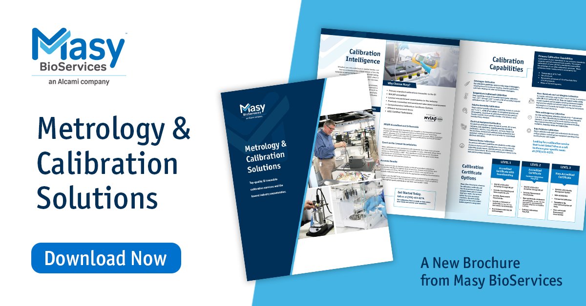 Learn why customers choose <a href="/masybioservices/">Masy BioServices</a> for top-quality SI traceable calibration services, quick turnaround, letter-perfect certificates, and the lowest industry uncertainties. Download the new brochure:  hubs.ly/Q01pmQ2D0 #metrology #calibration