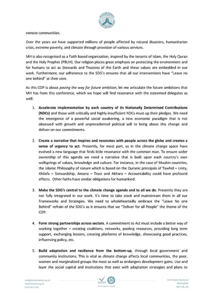 mhclimateaction's tweet photo. Muslim Hands statement - #COP27
Sharm El-Sheikh, Egypt
(Nov,2022)
#muslimhand #TogetherForImplementation #cop27egypt #climateactionpk #climatechange #ClimateActivist #gogreen🌱 #savehumanity #PRECOP27 #saveearth #ClimateJustice #ClimateTwitter #sdgs https://t.co/Z9Mu9mv9aM