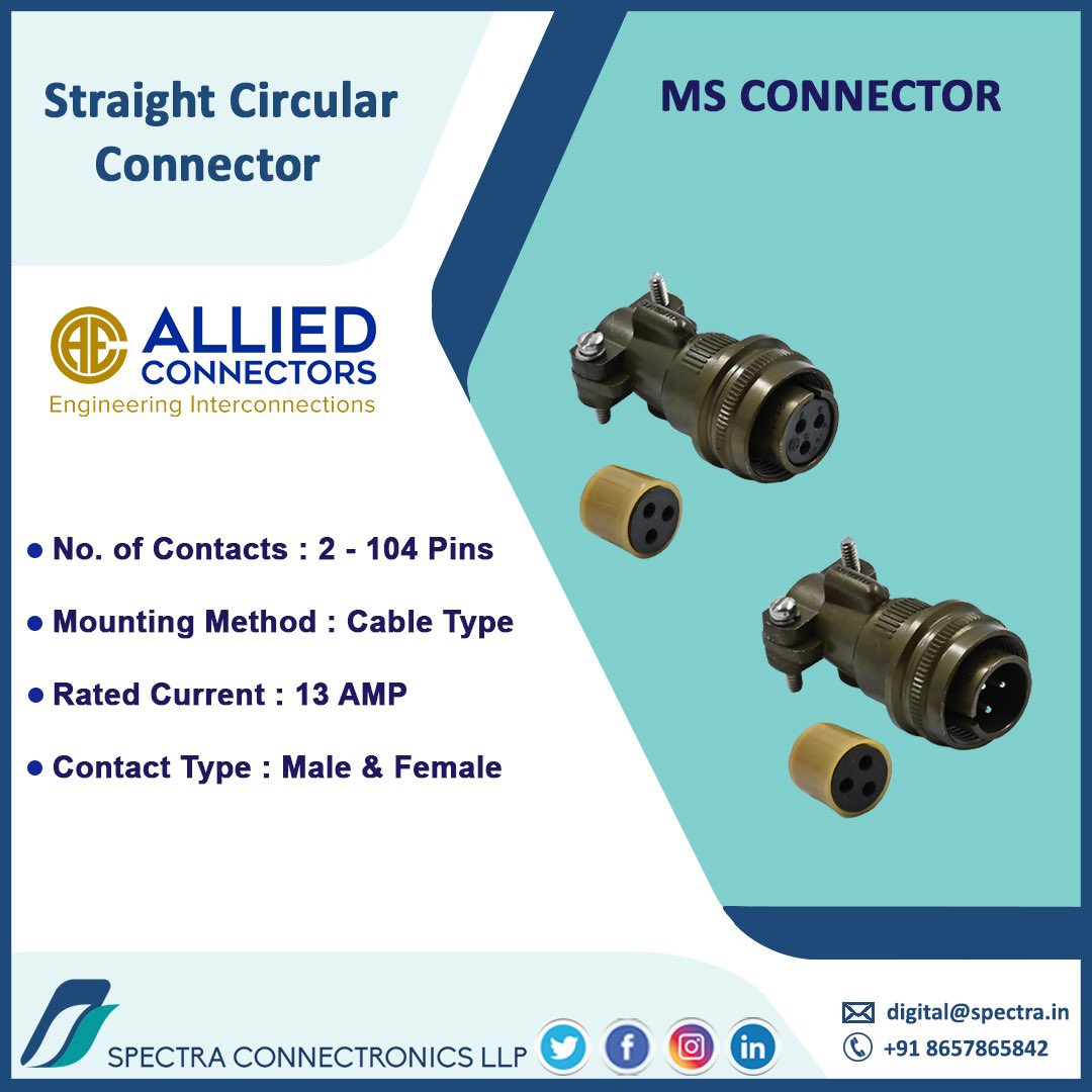 GRSalian's tweet photo. @spectra_connect Buy MS Straight Circular Connector now at https://t.co/3oMQgmPn7y

#totalconnectivitysolutions 
#spectraconnectronics 
#alliedconnectors 
#connector 
#straightconnector
#msconnector
#defense 
#railway
#automation 
#robotics
#servodrive 
#lightindustry https://t.co/P3nULloHTH