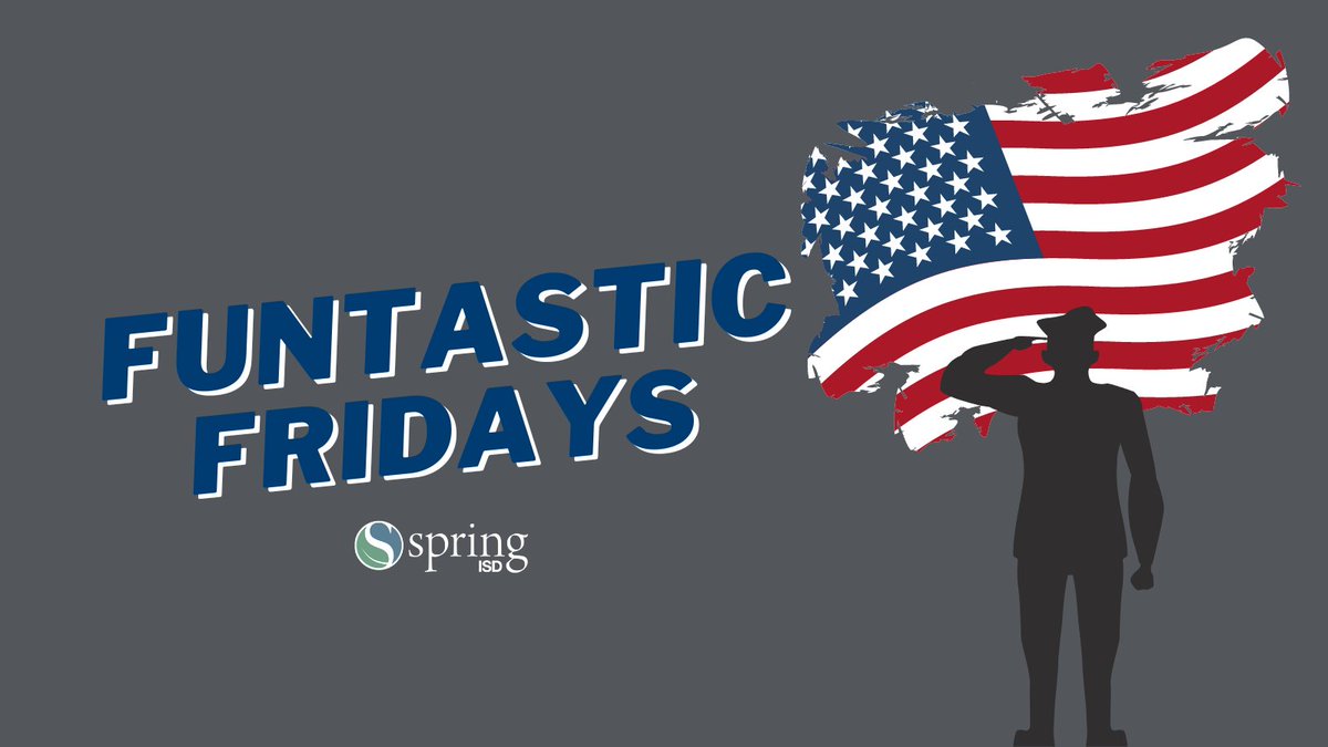 SpringISD's tweet image. Tomorrow, Friday, Nov. 11 is Veterans Day. And to honor and celebrate the members of our Spring ISD community who have bravely served in any of the United States Armed Forces, we’re asking everyone to wear red, white, and blue for #FuntasticFriday!