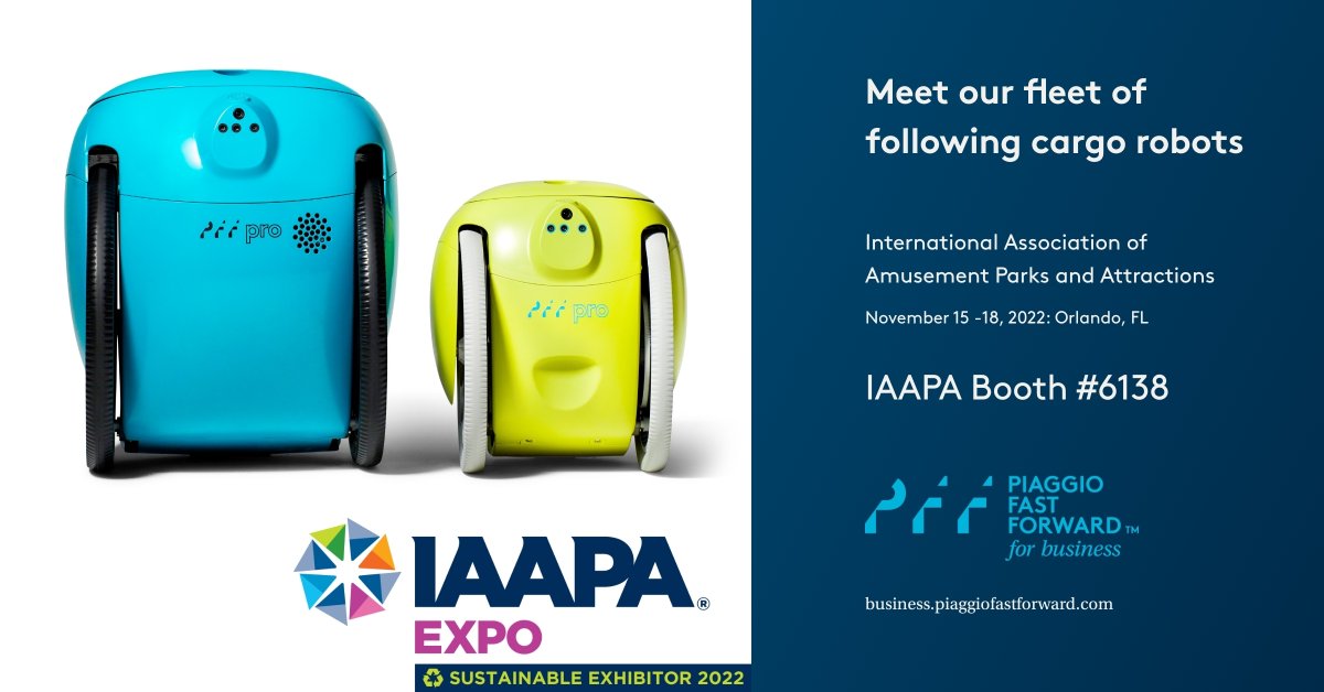 We’re at IAAPA! Come check us out at booth #6138! If you’ll be there, email us at business@piaggiofastforward.com to set up an appt to chat and meet gita! #IAAPAExpos