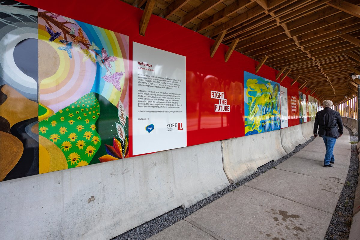 STEPSPublicArt's tweet image. “Right the Future” is a #ThePATCHProject Hoarding Exhibit with @YorkUniversity and STEPS featuring dynamic artwork by eight artists. Learn more through the new project page: bit.ly/3WRNCUj