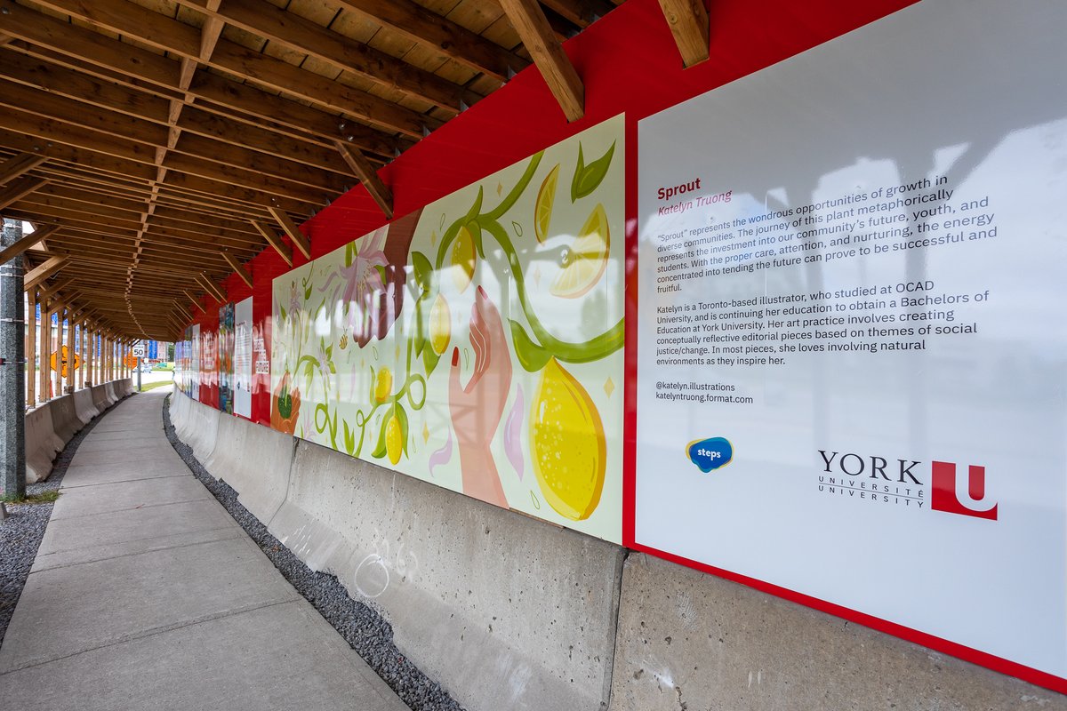 STEPSPublicArt's tweet image. “Right the Future” is a #ThePATCHProject Hoarding Exhibit with @YorkUniversity and STEPS featuring dynamic artwork by eight artists. Learn more through the new project page: bit.ly/3WRNCUj