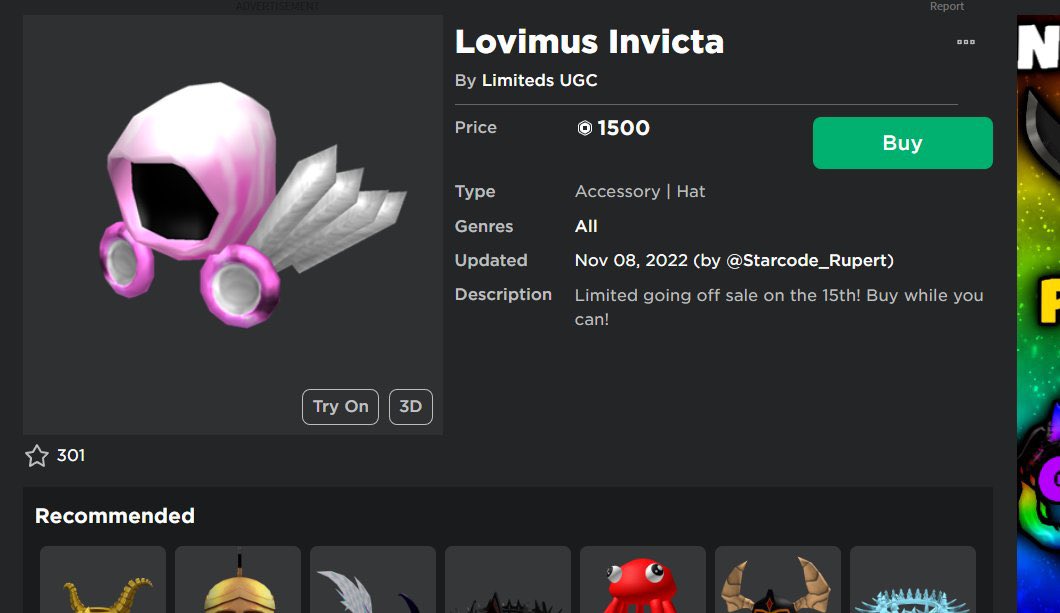 Dominus for low price - Roblox