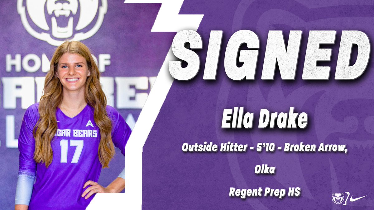 We are proud to add Ella Drake from Broken Arrow, Oklahoma to our 2023 signing class! Ella earned the All-State nod from the Oklahoma Coaches Association this past season and is the aces and digs leader at Regent Prep HS!

#BearClawsUp x #SugaSuga
