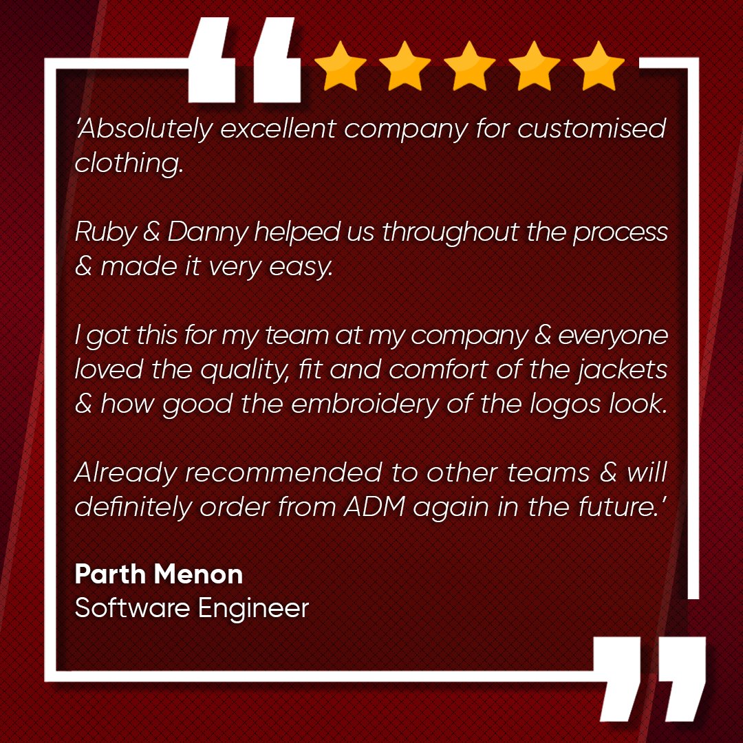admcustomwear's tweet photo. We are glad that Parth and their team at @Meta loved their embroidered Adidas Jackets!π
Are you wanting to order customised clothing for your team? Get in contact with us and we will send you an accurate quotation!π
#adm #makeityours #adidasjackets #customisedjackets https://t.co/pbsQhVl7SJ