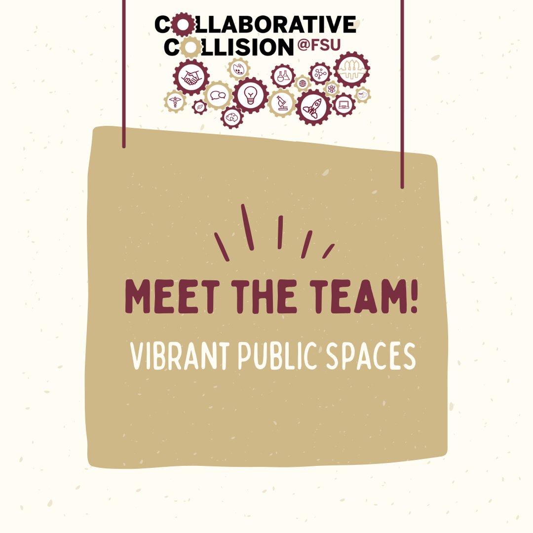 FSU_RD's tweet photo. Introducing Vibrant Public Spaces!
The team proposes to build and promote vibrant spaces in rural areas through art, music, and culture.
With Accelerator right around the corner, stay up to date with @FSU_ORD! #CollaborativeCollision #FSUresearch https://t.co/L1daNnhpEF